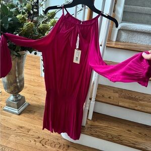 Ramy Brook Amalie Fuchsia exposed shoulder Dress